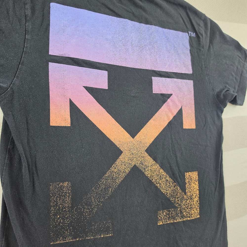 Off-White T-Shirt Mens Medium Black Excellent Gradient Arrowv Authentic